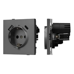 Фото #1 товара Механизм розетки с USB зарядкой SCT-TENDO-MUAC-SFPL-GR (230V, 16A) (Arlight, -)