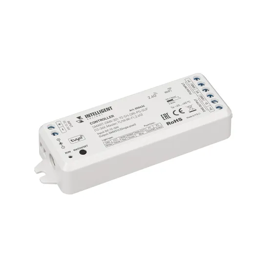 Фото товара INTELLIGENT ARLIGHT Контроллер SMART-DMX-301-72-SH-DRI-PS-SUF (12-36V, Master, TUYA Wi-Fi, 2.4G) (IARL, IP20 Пластик, 5 лет)