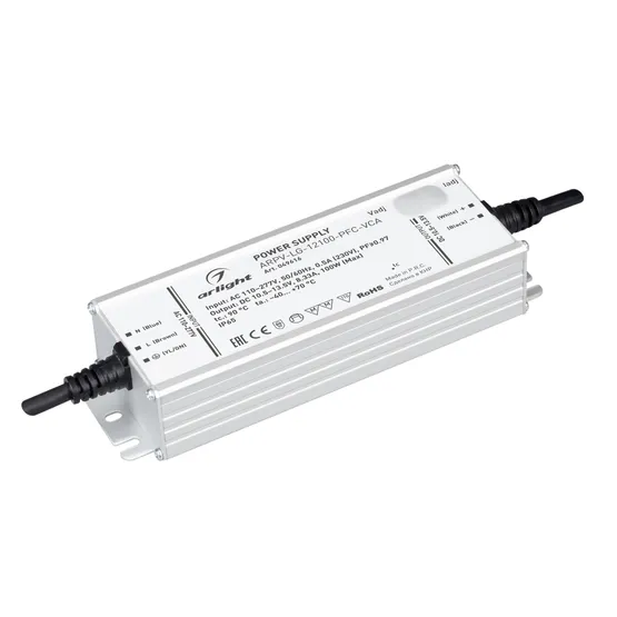 Фото #1 товара Блок питания ARPV-LG-12100-PFC-VCA (10.5-13.5V, 8.33A, 100W) (Arlight, IP65 Металл, 5 лет)