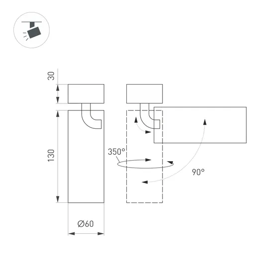 Фото #3 товара Светильник SP-GABI-SURFACE-FLAP-R60-12W Warm3000 (WH, 60 deg, 230V) (Arlight, IP40 Металл, 5 лет)