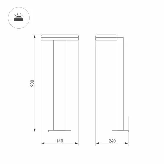 Фото #3 товара Светильник LGD-TENT-BOLL-H900-9W Warm3000 (GR, 110 deg, 230V) (Arlight, IP65 Металл, 3 года)