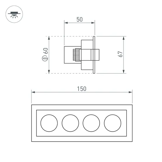 Фото #6 товара Светильник MS-ORIENT-BUILT-TURN-TC-S67x150-10W Warm3000 (BK-BK, 30 deg, 230V) (Arlight, IP20 Металл, 5 лет)