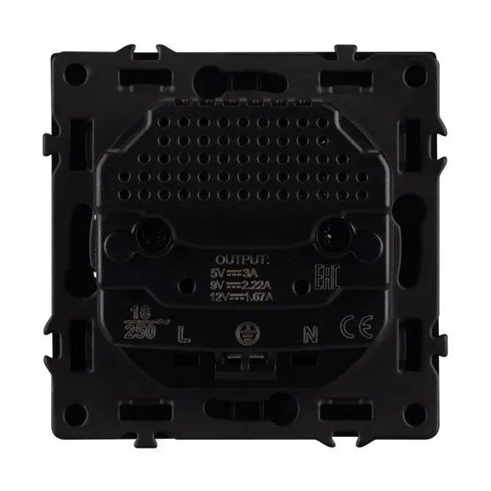 Фото #3 товара Механизм розетки с USB зарядкой SCT-NOBE-MUCC-SFPL-BK (230V, 16A) (Arlight, -)