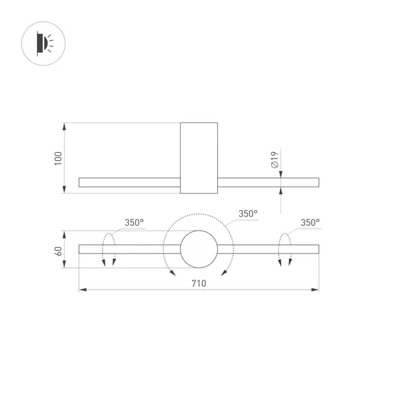 Фото #5 товара Светильник SP-PICASO-M-TURN-L700-12W Warm3000 (GD, 100 deg, 230V) (Arlight, IP20 Металл, 3 года)