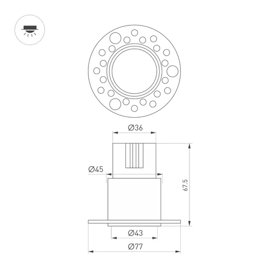 Фото #3 товара Светильник MS-INVISIO-TRIMLESS-R45-10W Day4000 (WH-WH, 36 deg, 230V) (Arlight, IP54 Металл, 5 лет)
