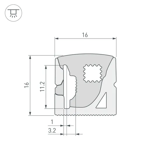 Фото #2 товара Силиконовый профиль WPH-FLEX-1616-SIDE-S11-5m WHITE (Arlight, Силикон)