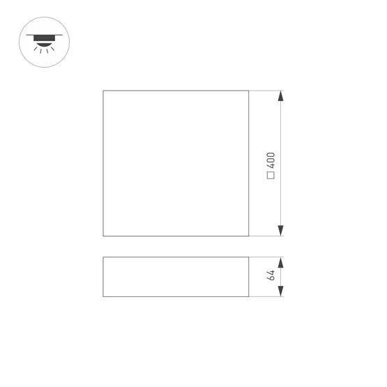 Фото #6 товара Светильник IM-QUADRO-EMERGENCY-3H-S400x400-44W Warm3000 (WH, 120 deg, 230V) (Arlight, IP40 Металл, 2 года)