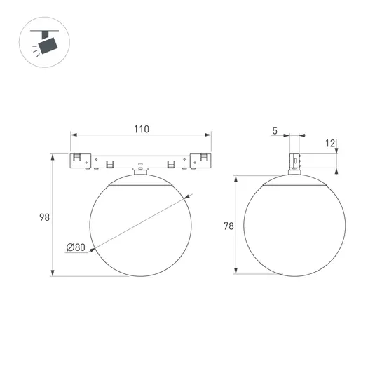 Фото #3 товара Светильник MAG-MICROCOSM-SFERO-R80-7W Day4000 (BK, 230 deg, 24V) (Arlight, IP20 Металл, 5 лет)