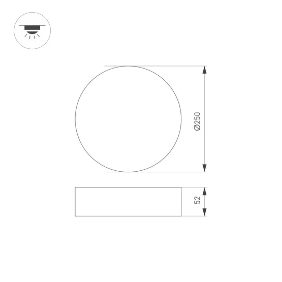 Фото #7 товара Светильник IM-RONDO-EMERGENCY-3H-R250-33W Warm3000 (BK, 120 deg, 230V) (Arlight, IP40 Металл, 2 года)