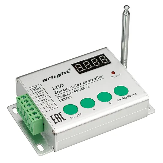Фото #1 товара Контроллер CS-Slave-RF14B-2 (5-24V, ПДУ 14кн) (Arlight, IP20 Металл, 1 год)