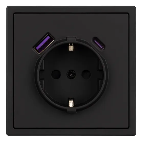Фото #4 товара ARL NOBE Розетка зк со шторками с USB тип А+С софт-тач черный оникс SCT-MUAC-SFPL-BK (250V, 16A) (Arlight, -)