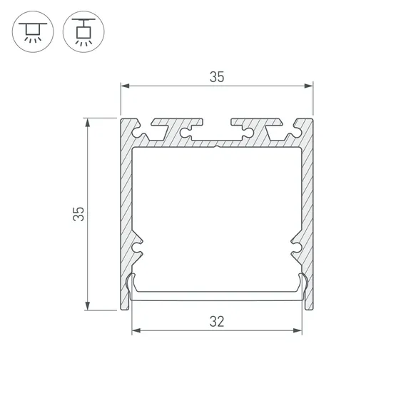Фото #4 товара Профиль с экраном SL-LINE-3535-2500 BLACK+OPAL (Arlight, Алюминий)