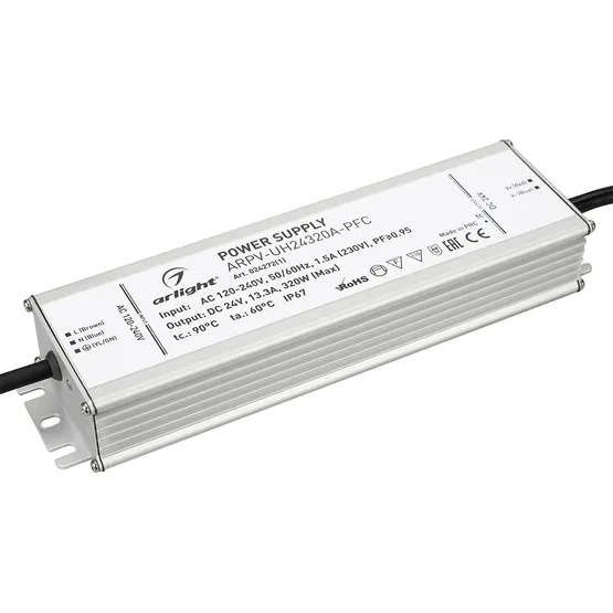 Фото #1 товара Блок питания ARPV-UH24320A-PFC (24V, 13.3A, 320W) (Arlight, IP67 Металл, 7 лет)