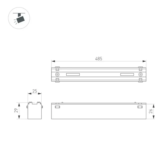 Фото #2 товара Светильник MAG-VIBE-FLAT-L485-24W Warm3000 (BK, 100 deg, 48V) (Arlight, IP20 Металл, 5 лет)