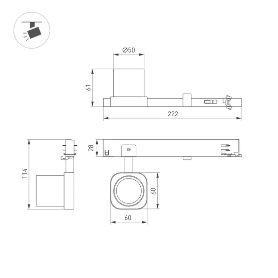 Фото #2 товара Светильник LGD-DIAFILM-4TR-R60-10W Warm2700 (BK, 20 deg, 230V) (Arlight, IP20 Металл, 5 лет)