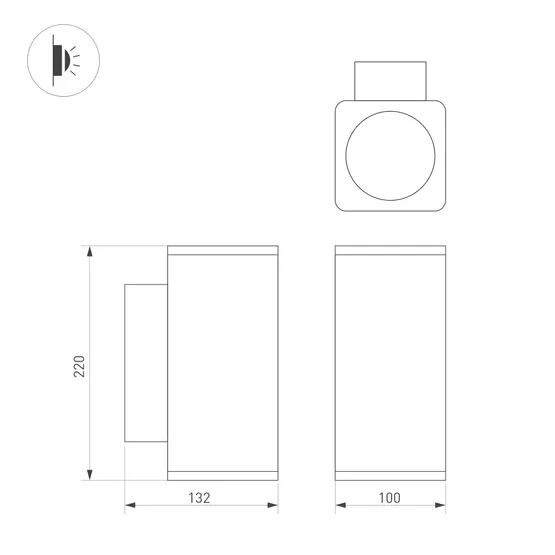 Фото #5 товара Светильник LGD-EVO-WALL-TWIN-S100x100-2x12W Warm3000 (GR, 44 deg, 230V) (Arlight, IP54 Металл, 3 года)