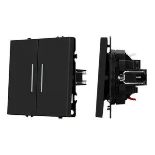 Фото #1 товара Механизм звонкового выключателя двухклавишный LED SWT-NOBE-MKR2-SFPL-L-BK (230V, 10A) (Arlight, Черный оникс)