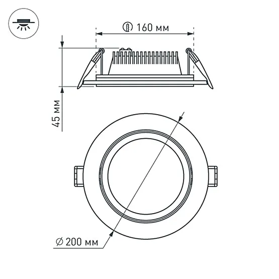 Фото #6 товара Светодиодная панель LT-R200WH 16W Warm White 120deg (Arlight, IP40 Металл, 3 года)