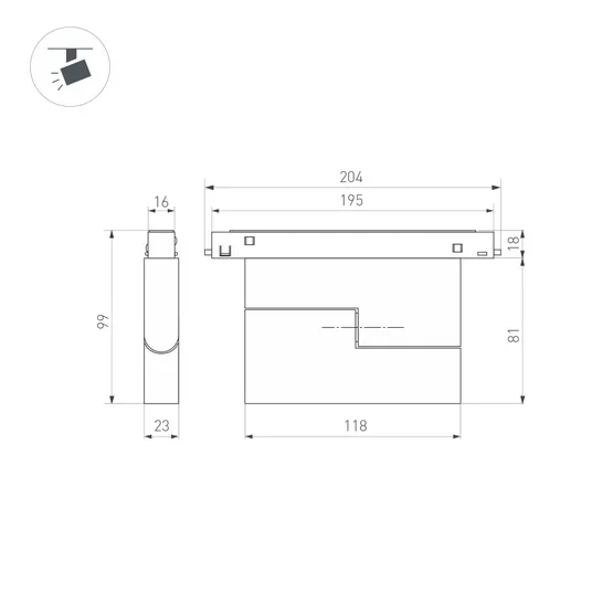 Фото #2 товара Светильник MAG-ORIENT-FLAT-FOLD-S195-6W Warm2700 (BK, 80 deg, 48V) (Arlight, IP20 Металл, 5 лет)