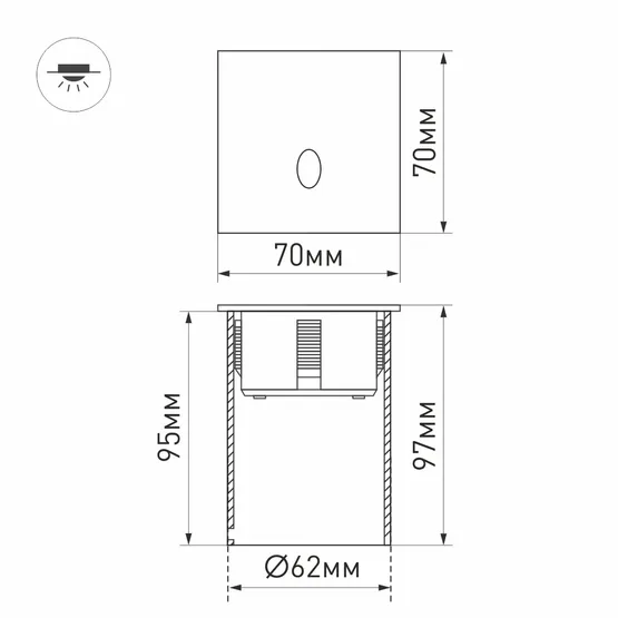 Фото #9 товара Светильник LT-GAP-S70x70-3W Warm3000 (WH, 30 deg) (Arlight, IP65 Металл, 3 года)