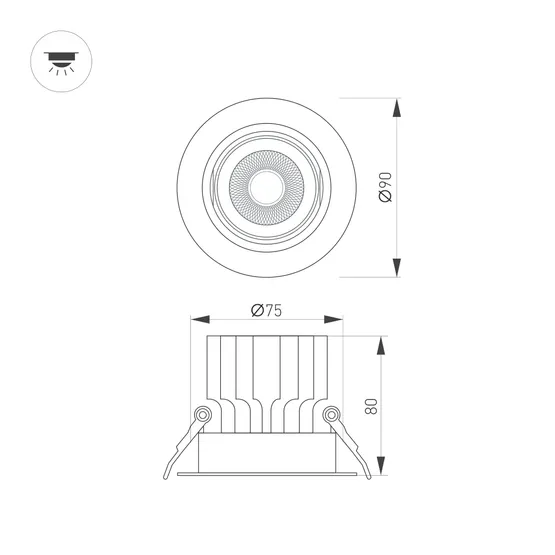 Фото #2 товара Светильник MS-VORTEX-BUILT-R90-12W Warm3000 (WH-WH, 20 deg, 230V) (Arlight, IP20 Металл, 5 лет)