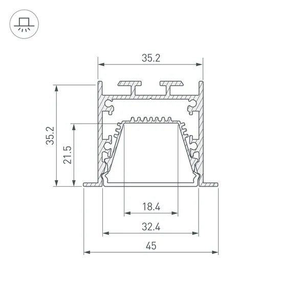 Фото #3 товара Профиль LINIA45-F-TRAY-2000 BLACK (Arlight, Алюминий)