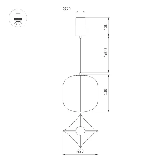 Фото #2 товара Светильник SP-SETA-HANG-L400х420-9W Warm2700 (WH, 320 deg, 230V) (Arlight, IP20, Натуральный шелк, 3 года)