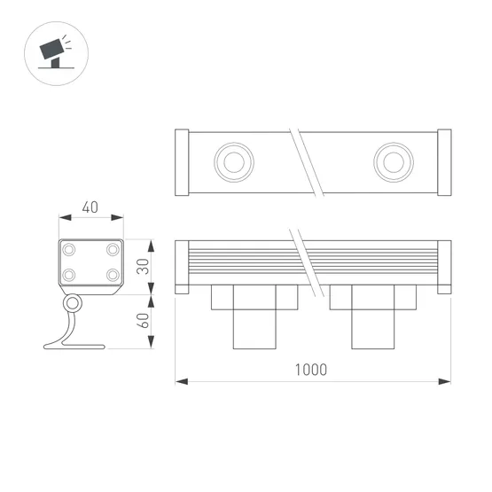 Фото #4 товара Светодиодный прожектор AR-LINE-1000XS-12W-220V Day (Grey, 30 deg) (Arlight, IP65 Металл, 3 года)