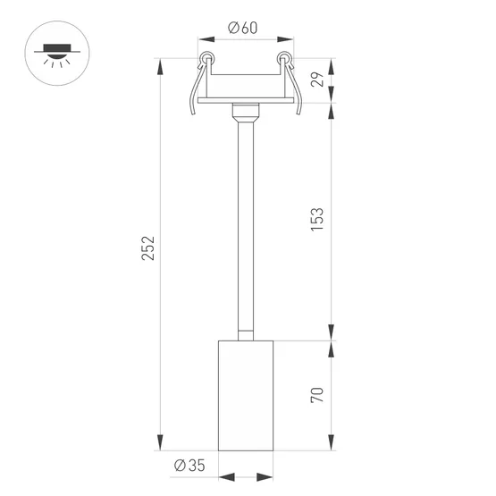 Фото #4 товара Светильник LGD-PERISCOPE-R35-6W Warm3000 (WH, 24 deg, 230V) (Arlight, IP40 Металл, 5 лет)