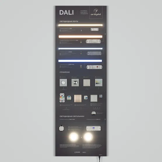 Фото #6 товара Стенд Системы Управления DALI 1760x600мм (DB 3mm, пленка, логотип) (Arlight, -)