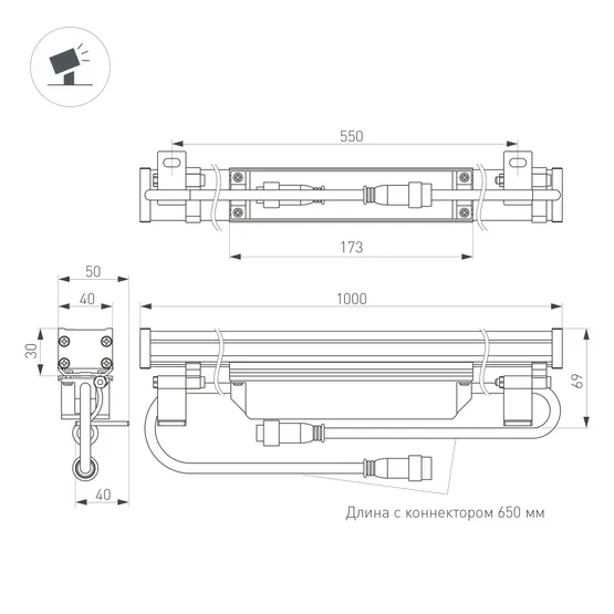 Фото #4 товара Светодиодный прожектор AR-LINE-1000M-24W-220V Day (Grey, 30 deg) (Arlight, IP65 Металл, 3 года)