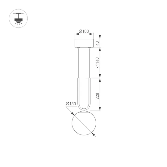 Фото #4 товара Светильник SP-BEADS-HANG-U-R130-10W Warm3000 (BK, 275 deg, 230V) (Arlight, IP20 Металл, 5 лет)