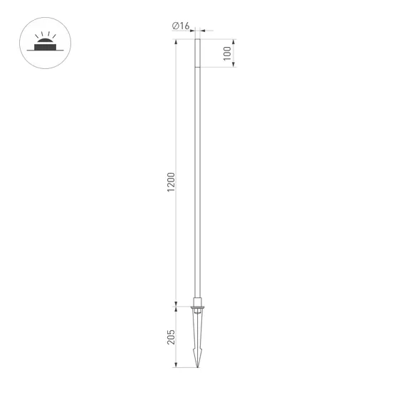 Фото #5 товара Светильник KT-CANNA-L1200-1W Warm3000 (DG, 110 deg, 24V) (Arlight, IP65 Металл, 3 года)