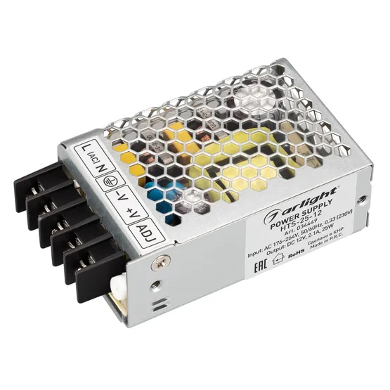 Фото товара Блок питания HTS-25-12 (12V, 2.1A, 25W) (Arlight, IP20 Сетка, 3 года)